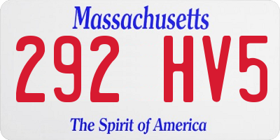 MA license plate 292HV5