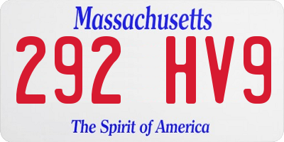 MA license plate 292HV9
