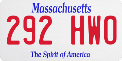 MA license plate 292HW0