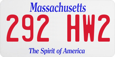 MA license plate 292HW2