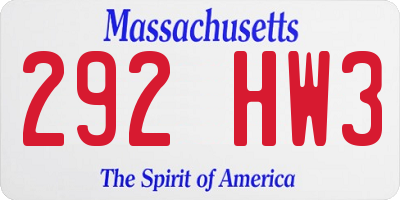 MA license plate 292HW3