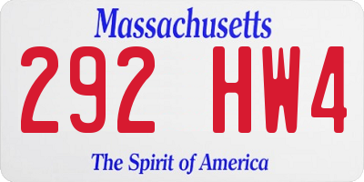 MA license plate 292HW4