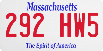 MA license plate 292HW5