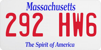 MA license plate 292HW6