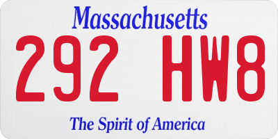 MA license plate 292HW8
