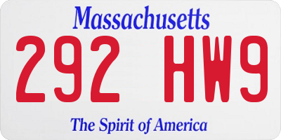 MA license plate 292HW9