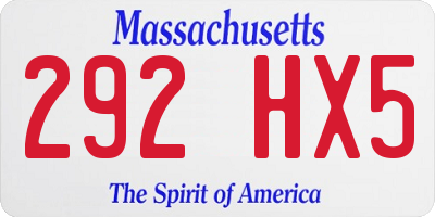 MA license plate 292HX5