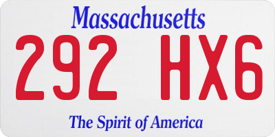 MA license plate 292HX6