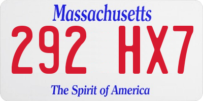 MA license plate 292HX7