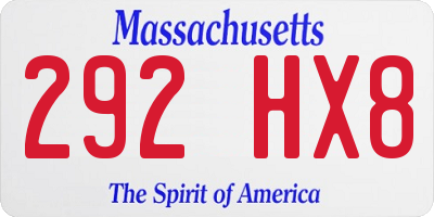 MA license plate 292HX8
