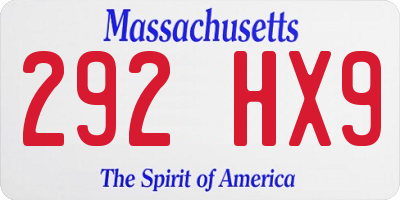 MA license plate 292HX9