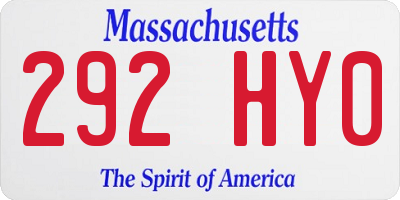 MA license plate 292HY0