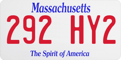 MA license plate 292HY2