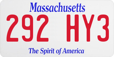 MA license plate 292HY3