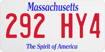 MA license plate 292HY4