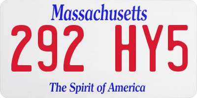 MA license plate 292HY5
