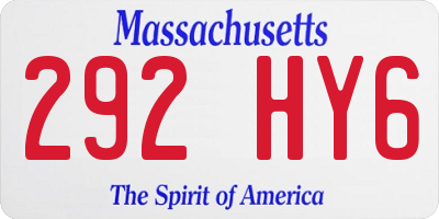 MA license plate 292HY6