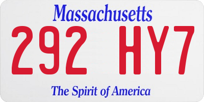 MA license plate 292HY7