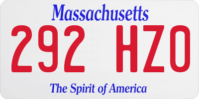MA license plate 292HZ0