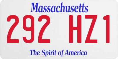 MA license plate 292HZ1