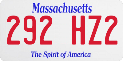 MA license plate 292HZ2