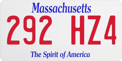 MA license plate 292HZ4