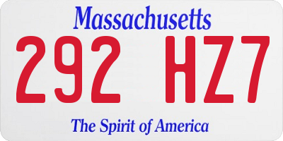 MA license plate 292HZ7