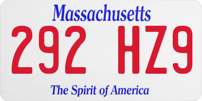 MA license plate 292HZ9
