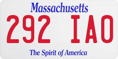 MA license plate 292IA0