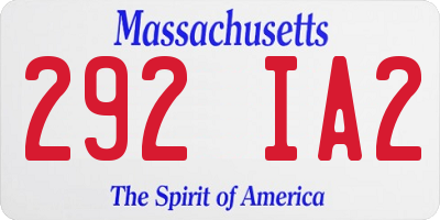 MA license plate 292IA2