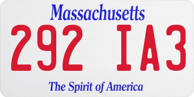 MA license plate 292IA3