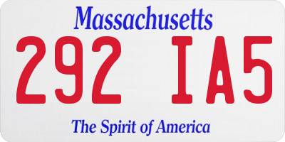 MA license plate 292IA5