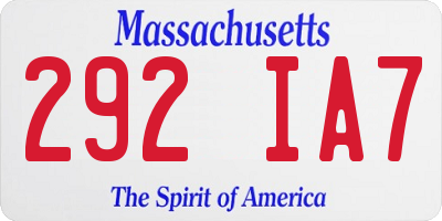 MA license plate 292IA7