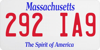 MA license plate 292IA9