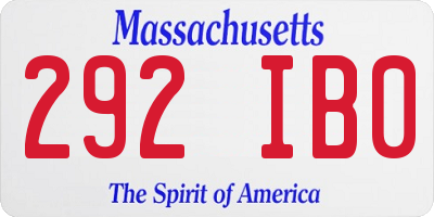 MA license plate 292IB0
