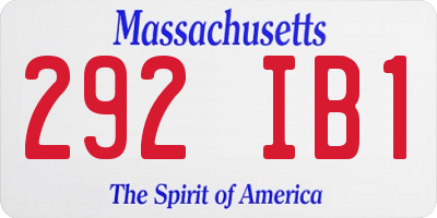 MA license plate 292IB1