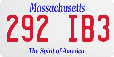 MA license plate 292IB3