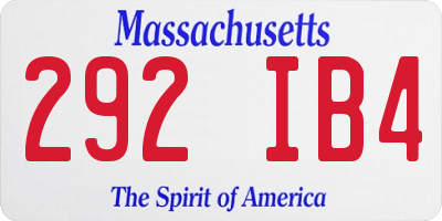 MA license plate 292IB4