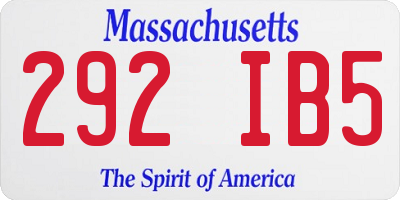 MA license plate 292IB5