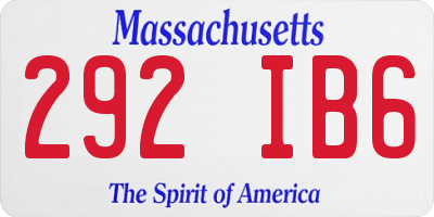 MA license plate 292IB6
