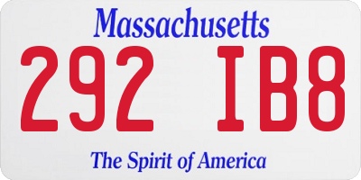 MA license plate 292IB8