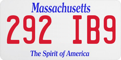 MA license plate 292IB9