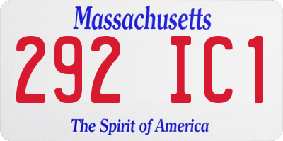MA license plate 292IC1