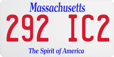 MA license plate 292IC2