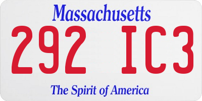 MA license plate 292IC3