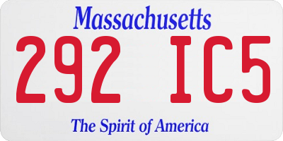 MA license plate 292IC5