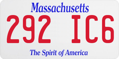MA license plate 292IC6