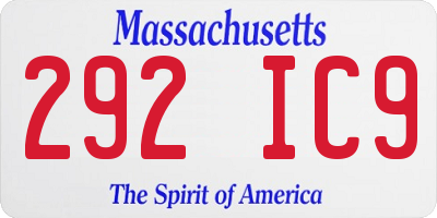 MA license plate 292IC9
