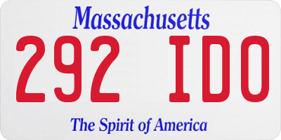 MA license plate 292ID0