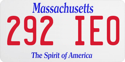 MA license plate 292IE0